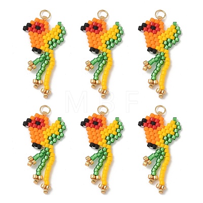 Glass Seed Beaded Bird Pendants PALLOY-MZ00920-05-1