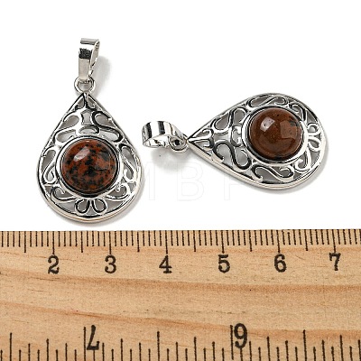 Natural Mahogany Obsidian Pendants G-Q158-05P-29-1