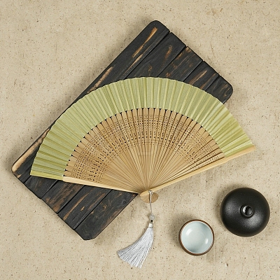 Chinese Style Wood Folding Fan with Tassel PW-WG4D112-10-1