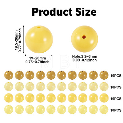 40Pcs 4 Colors Opaque Acrylic Beads MACR-TA0002-98-1