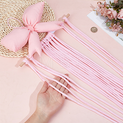 Polyester Bowknot Wooden Hairpin Hair Clip Hanging Holder Storage Organizer AJEW-WH0596-837-1
