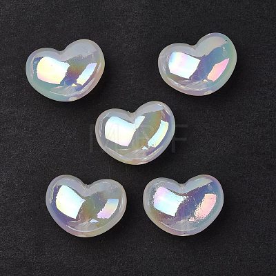 UV Plating Rainbow Iridescent Acrylic Beads X-OACR-H015-02-1