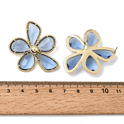 Brass Glass Stud Earrings for Women KK-CBABDD8-18G-1