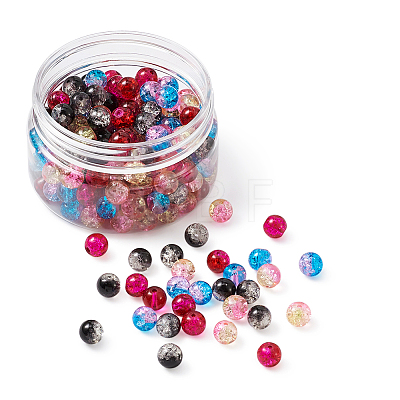 Transparent Frosted Glass Beads and Two Tone Crackle Glass Beads FGLA-CD0001-01-1