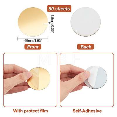   50 Sheets 3D Acrylic Round Mirror Wall Stickers DIY-PH0013-23-1