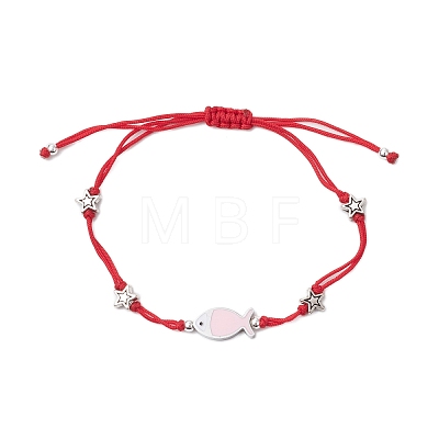 Nylon Braided Bead Bracelets for Women Men BJEW-JB11312-1