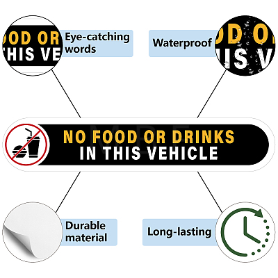 Mini PVC Coated Self Adhesive NO FOOD OR DRINK IN THIS VEHICLE Warning Stickers STIC-WH0017-005-1