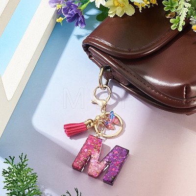 Alloy Resin Butterfly Keychains KEYC-TADJ0002-02G-M-1