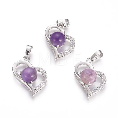 Natural Amethyst Pendants G-L512-O15-1