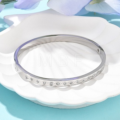 304 Stainless Steel Rhinestone Bangles for Women BJEW-Z092-13P-1