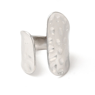 304 Stainless Steel Twist Flat Open Cuff Ring for Women RJEW-E063-28P-1
