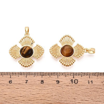 Natural Tiger Eye Pendants KK-N287-07G-03-1