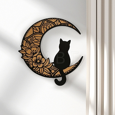 Cat and Moon Wood Wall Decoration PW-WG32354-03-1