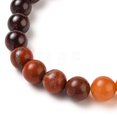 Round Natural & Synthetic Gemstone Beaded Stretch Bracelets BJEW-JB05595-1