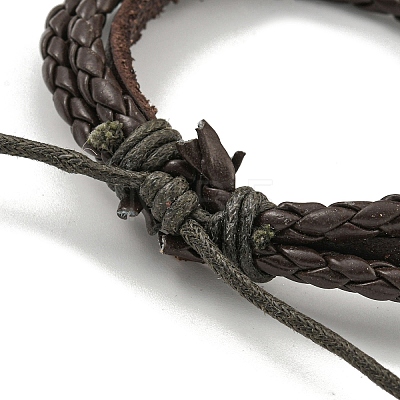 PU Imitation Leather Braided Cord Bracelets BJEW-P329-02A-AS-1