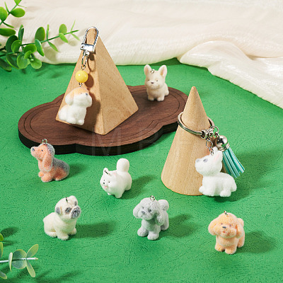 Resin Flocking Dog Pendants RESI-TAC0012-21-1