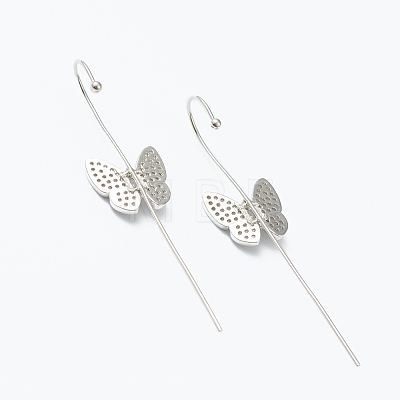 Brass Micro Pave Clear Cubic Zirconia Ear Wrap Crawler Hook Earrings EJEW-J101-17P-1