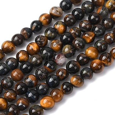 Natural Tiger Eye Beads Strands G-F591-18-8mm-08-1
