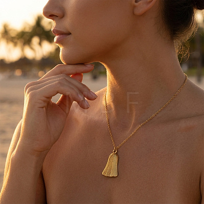 304 Stainless Steel Textured Bell Pendant Necklaces for Women WG564EF-01-1