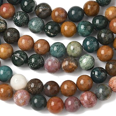 Natural Ocean Jasper Beads Strands X-G-F668-26-6mm-1