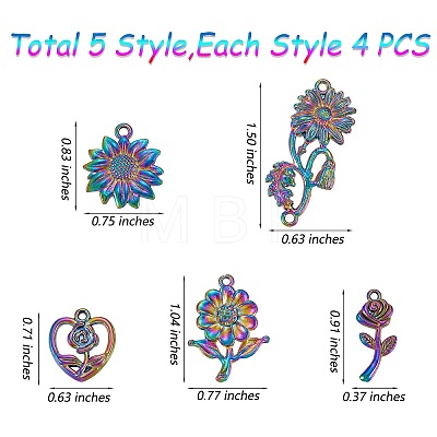 20Pcs 5 Style Alloy Pendants FIND-SZ0002-56-1