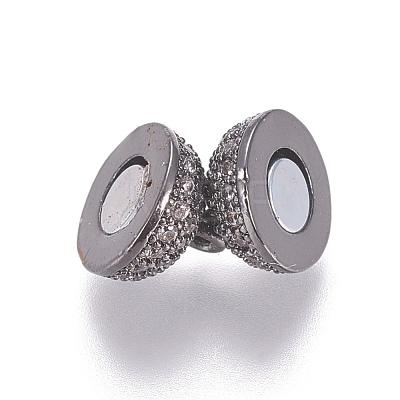 Brass Micro Pave Cubic Zirconia Magnetic Clasps with Loops ZIRC-G097-01-1