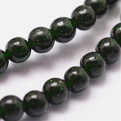 Synthetic Green Goldstone Beads Strands G-N0178-02-4mm-1