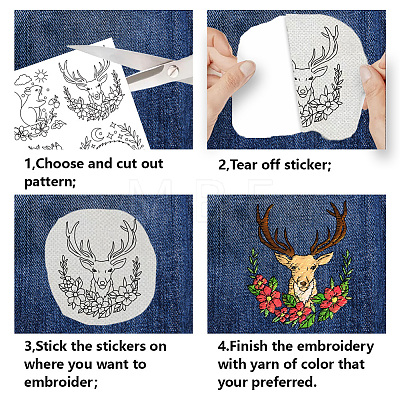 4 Sheets 11.6x8.2 Inch Stick and Stitch Embroidery Patterns DIY-WH0455-147-1