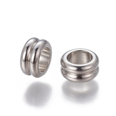 201 Stainless Steel Grooved European Beads X-STAS-P239-03P-1