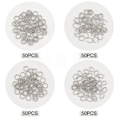 200Pcs 4 Style 304 Stainless Steel Jump Rings STAS-DC0005-83-1
