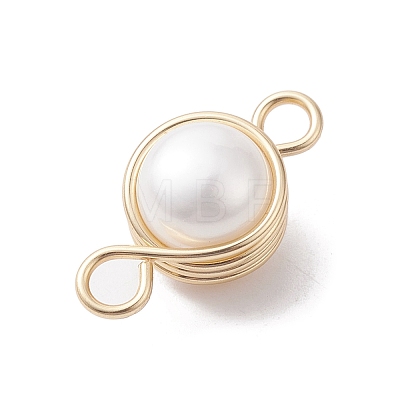 Natural Cultured Freshwater Pearl Copper Wire Wrapped Connector Charms PALLOY-JF02605-1
