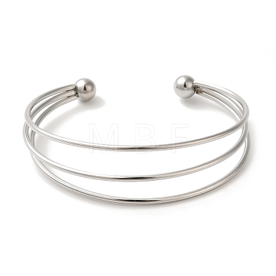 Non-Tarnish Ion Plating(IP) 304 Stainless Steel Open Cuff Bangles BJEW-Z071-04P-1