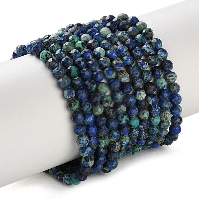 Natural Chrysocolla and Lapis Lazuli Beads Strands G-Z150-A04-4mm-1