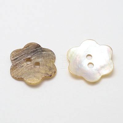 2-Hole Flower Mother of Pearl Buttons SHEL-N033-12-1