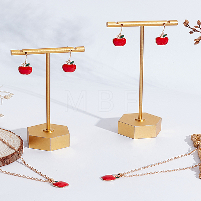 2 Sets Apple Alloy Enamel Dangle Earrings & Pendant Necklace SJEW-LP0001-01-1