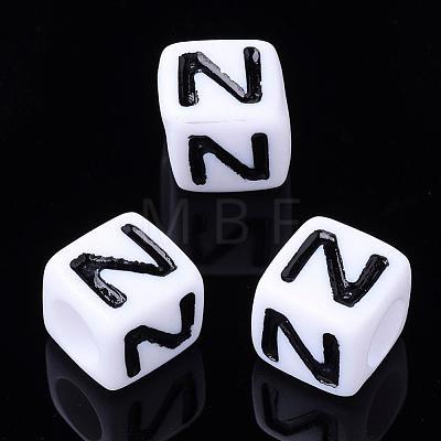 Acrylic Horizontal Hole Letter Beads PL37C9129-N-1