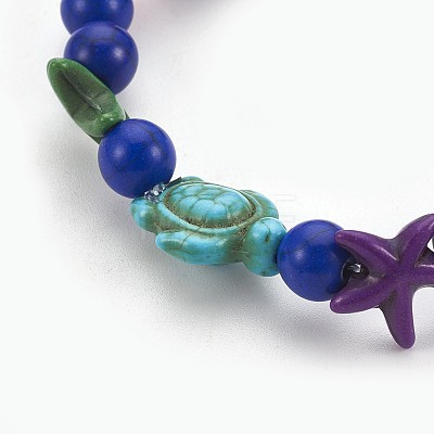 Synthetic Turquoise(Dyed) Beads Kids Stretch Bracelets BJEW-JB03889-1