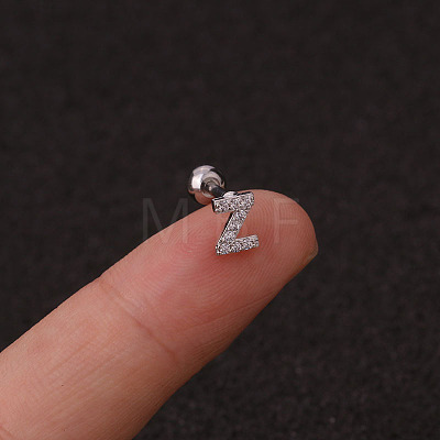 316L Surgical Stainless Steel Micro Pave Clear Cubic Zirconia Cartilage Earrings WG3A850-51-1