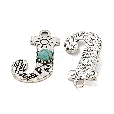 Synthetic Turquoise & Alloy Pendants PALLOY-H146-01AS-J-1