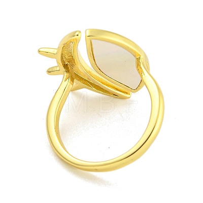 Rack Plating Eye Natural Shell Finger Rings for Women RJEW-G330-70G-1