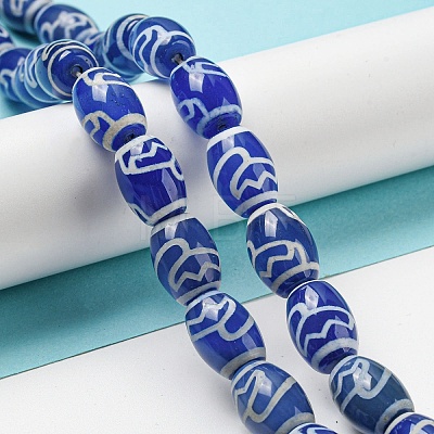 Blue Tibetan Style dZi Beads Strands TDZI-NH0001-C02-01-1