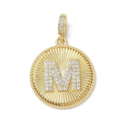 Brass Micro Pave Clear Cubic Zirconia Pendants KK-L253-17G-M-1