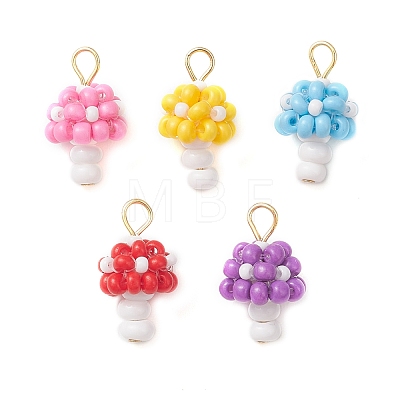 Beaded Mushroom Charms PALLOY-MZ01205-1