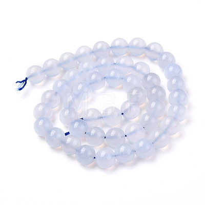Grade A Natural Blue Agate Beads Strands G-F222-29-8mm-1-1