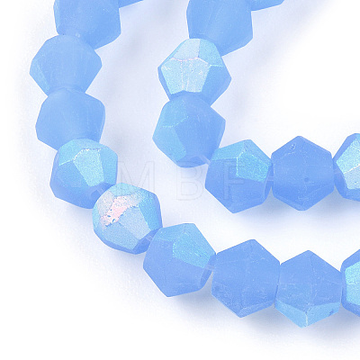 Imitation Jade Bicone Frosted Glass Bead Strands GLAA-F029-JM4mm-A04-1