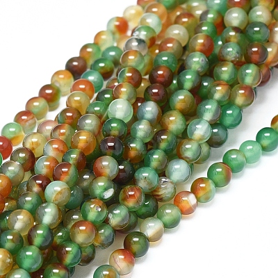 Natural Banded Agate/Striped Agate Beads Strands G-D0005-22-6mm-1