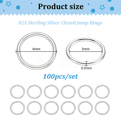 100Pcs 925 Sterling Silver Open Jump Rings STER-GA0001-48-1
