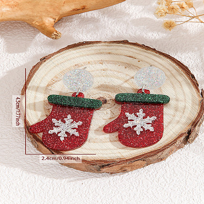 Christmas Acrylic Dangle Stud Earrings FS-WGDC115-02-1
