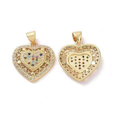 Brass Cubic Zirconia Pendants KK-G453-17G-1