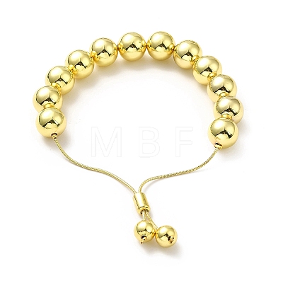 Rack Plating Brass Round Bead Slider Bracelets for Women BJEW-M232-01G-E-1